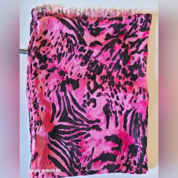 LANE BRYANT pink and black animal print scarf - Picture 2 of 5